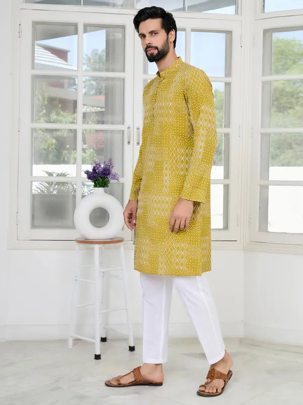Mustard_Embossed_Printed_and_Foil_Printed_Straight_Kurta_with_Pyjama_with_Pyjama