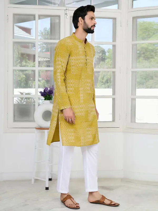 Mustard_Embossed_Printed_and_Foil_Printed_Straight_Kurta_with_Pyjama_with_Pyjama