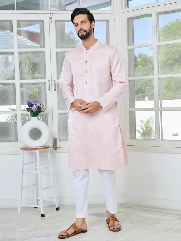 Light_Pink_Embossed_Printed_and_Foil_Printed_Straight_Kurta_with_Pyjama_with_Pyjama
