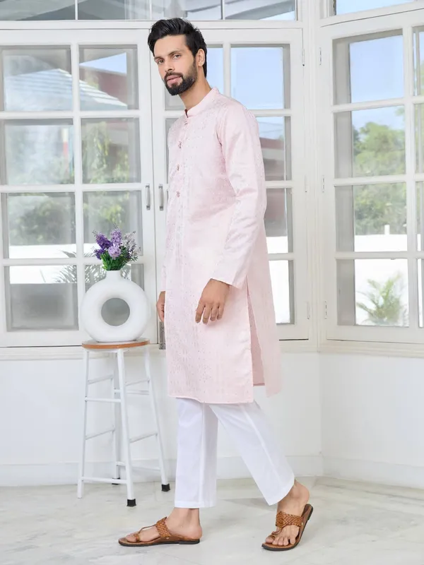 Light_Pink_Embossed_Printed_and_Foil_Printed_Straight_Kurta_with_Pyjama_with_Pyjama