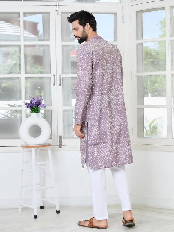 Purple_Embossed_Printed_And_Foil_Printed_Straight_Kurta_With_Pyjama