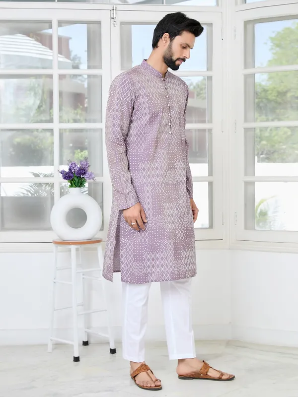 Purple_Embossed_Printed_And_Foil_Printed_Straight_Kurta_With_Pyjama