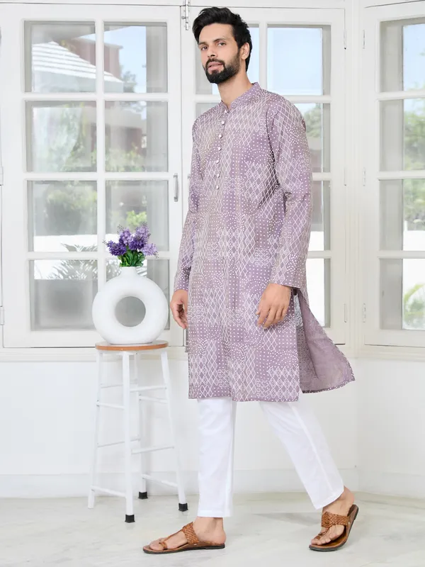 Purple_Embossed_Printed_And_Foil_Printed_Straight_Kurta_With_Pyjama