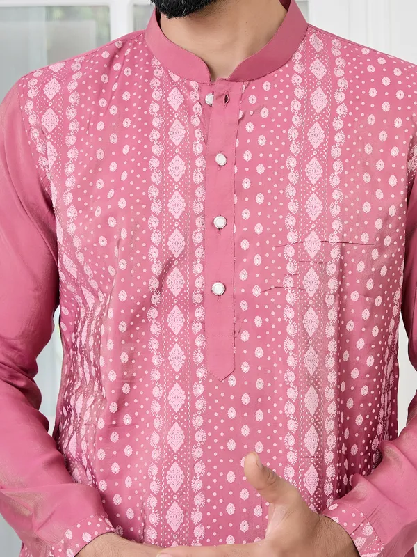 Light_Plum_Embossed_Printed_And_Foil_Printed_Straight_Kurta_With_Pyjama