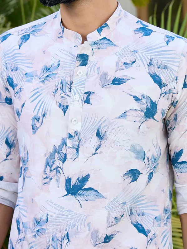 Pink_Tropical_Printed_Rayon_Short_Kurta