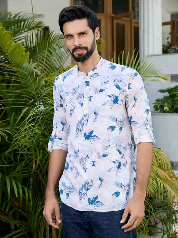 Pink_Tropical_Printed_Rayon_Short_Kurta