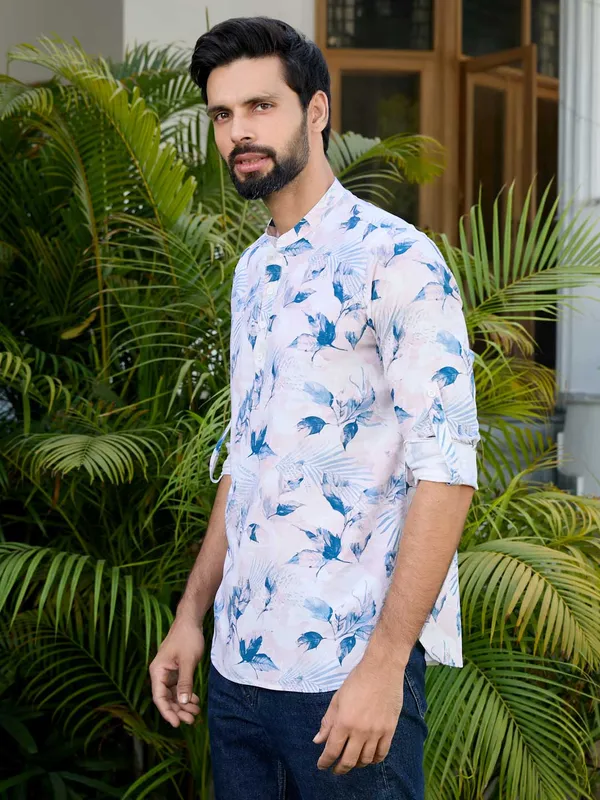 Pink_Tropical_Printed_Rayon_Short_Kurta