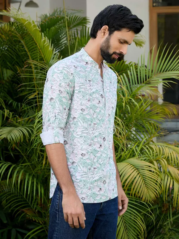 Green_Tropical_Printed_Rayon_Short_Kurta