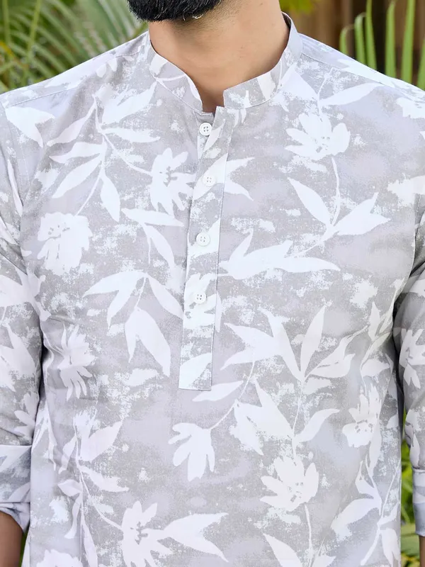 Light_Gray_Tropical_Printed_Rayon_Short_Kurta