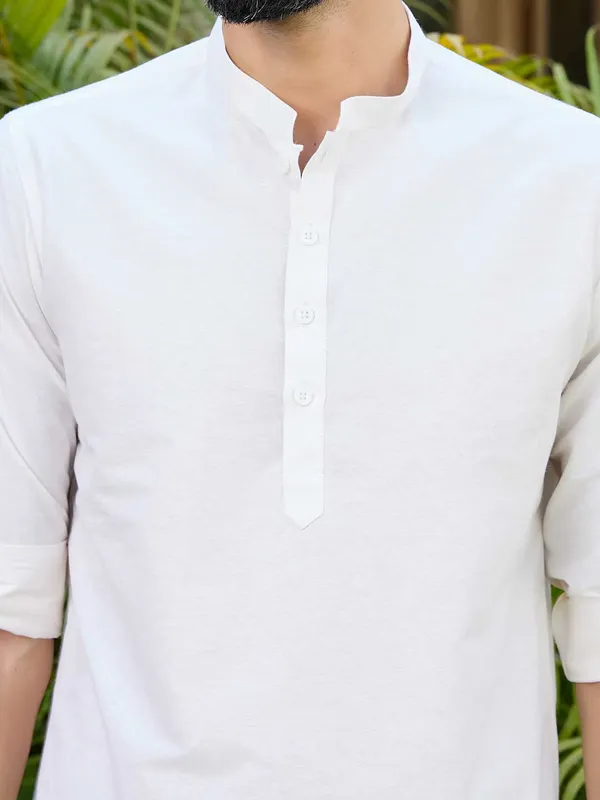 Cream_Deluxe_Cotton_Short_Kurta