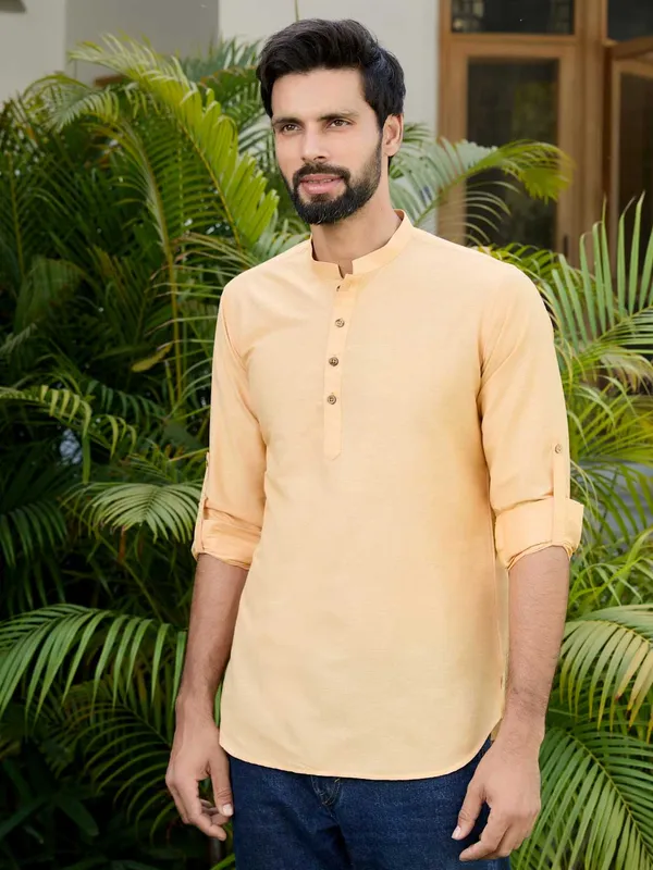 Yellow_Deluxe_Cotton_Short_Kurta
