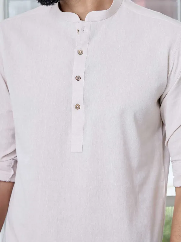 Men_Beige_Pure_Cotton_Short_Kurta