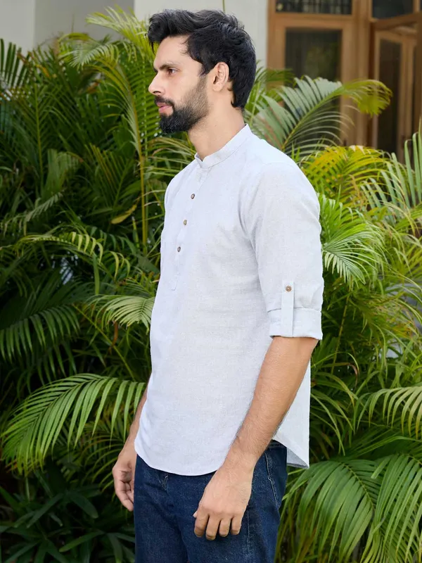 Men_Light_Gray_Pure_Cotton_Short_Kurta