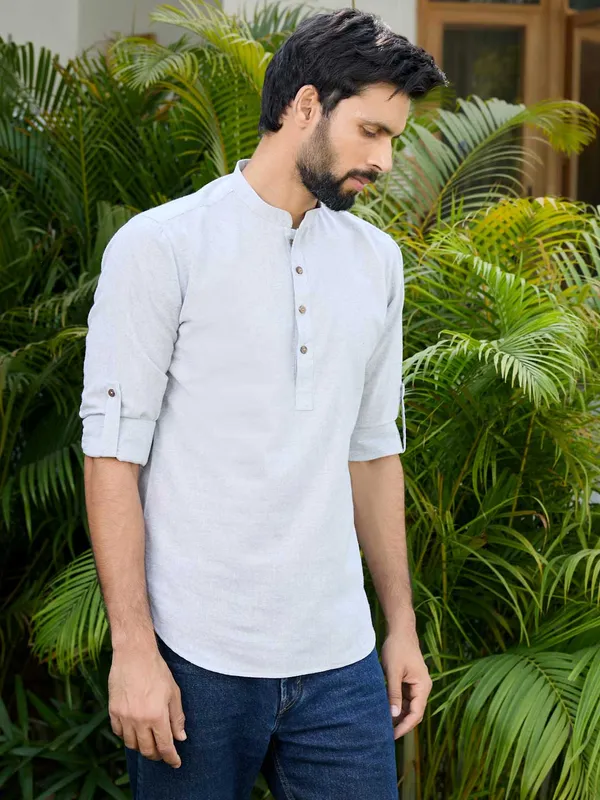 Men_Light_Gray_Pure_Cotton_Short_Kurta