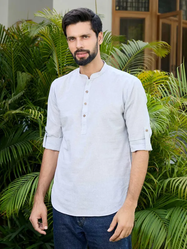Men_Light_Gray_Pure_Cotton_Short_Kurta