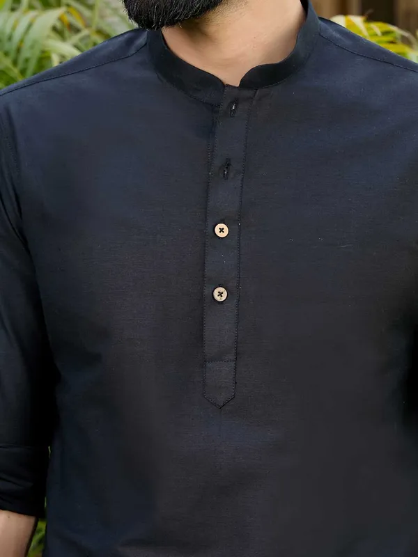 Black_Deluxe_Cotton_Short_Kurta