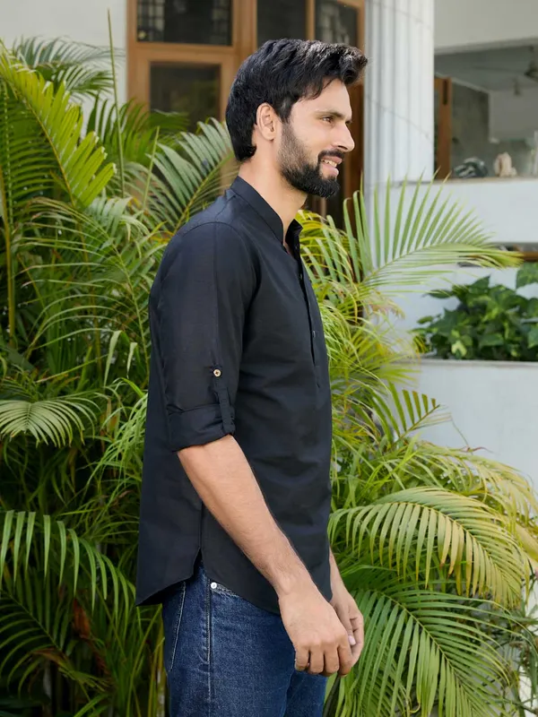 Black_Deluxe_Cotton_Short_Kurta