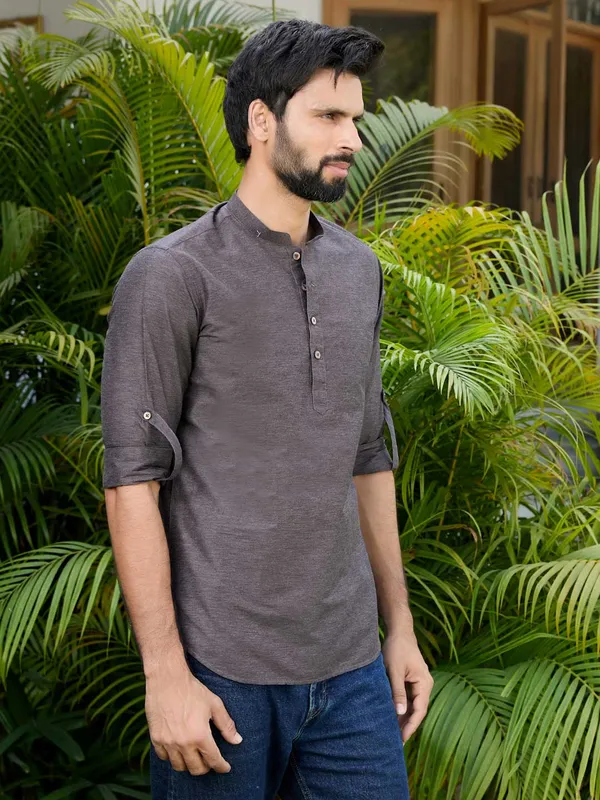 Brown_Deluxe_Cotton_Short_Kurta