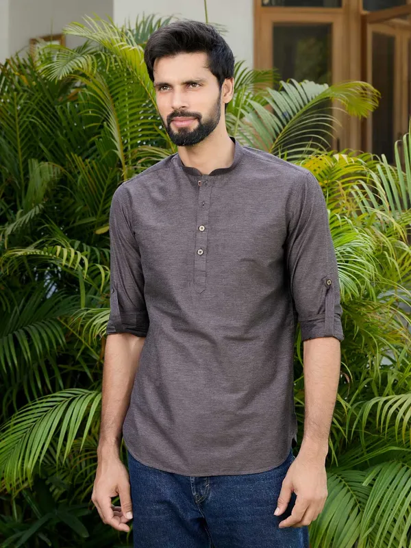 Brown_Deluxe_Cotton_Short_Kurta