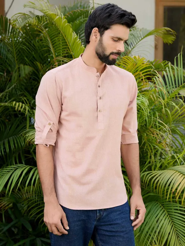 Men_Light_Brown_Pure_Cotton_Short_Kurta