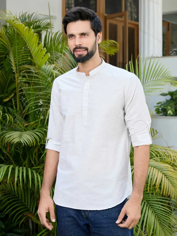 Men_Cream_Cotton_Short_Kurta