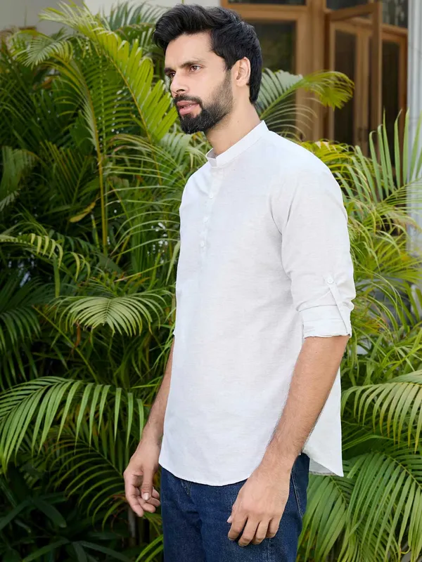 Men_Cream_Cotton_Short_Kurta