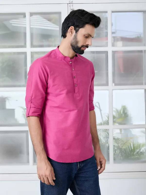 Pink_Deluxe_Cotton_Short_Kurta