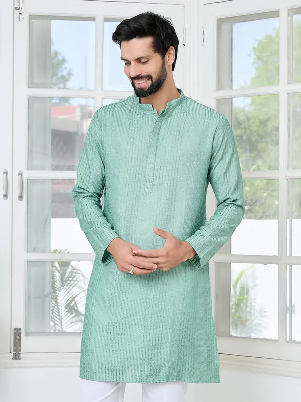 Pastel_Green_Embroidered_Thread_Work_Sequinned_Chanderi_Silk_Straight_Kurta