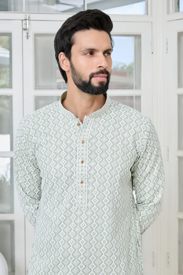 Pastel_Green_Thread_Embroidered_And_Sequinned_Rayon_Straight_Kurta_With_Pyjama