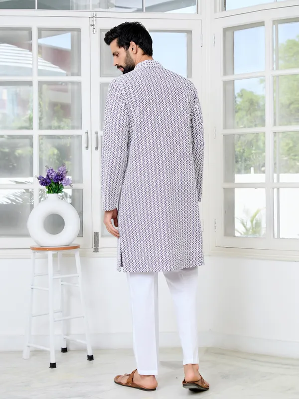 Purple_Thread_Embroidered_And_Sequinned_Rayon_Straight_Kurta_With_Pyjama