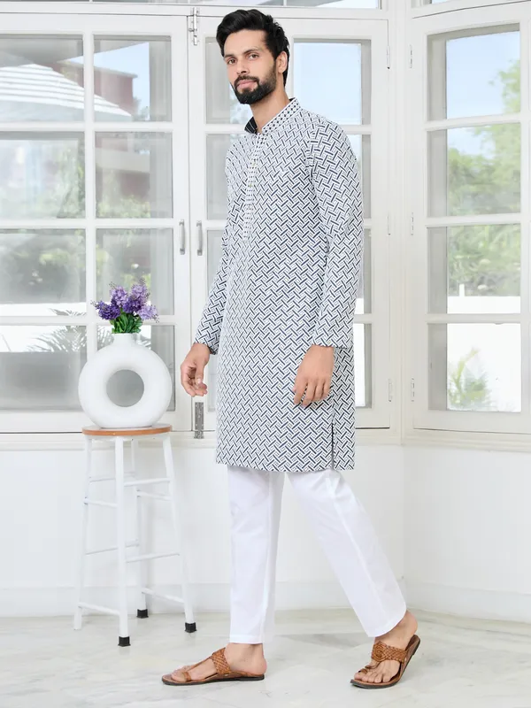 Dark_Grey_Thread_Embroidered_And_Sequinned_Rayon_Straight_Kurta_With_Pyjama