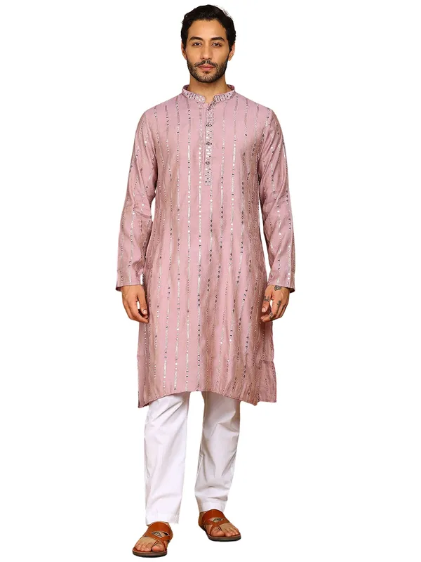 Lavender_Sequins_Embroidered_Viscose_Straight_Kurta_With_Pyjama