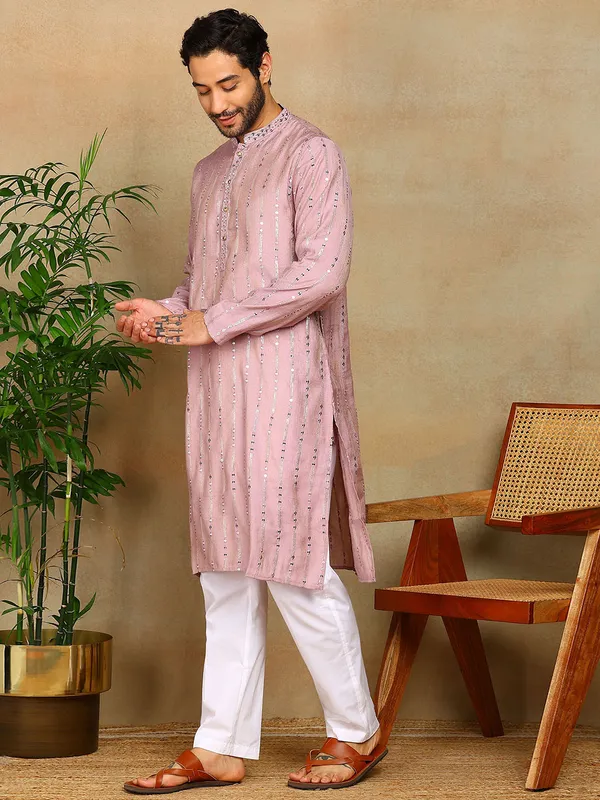 Lavender_Sequins_Embroidered_Viscose_Straight_Kurta_With_Pyjama