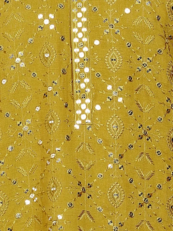 Mustard_Sequins_Embroidered_Viscose_Straight_Kurta_With_Pyjama