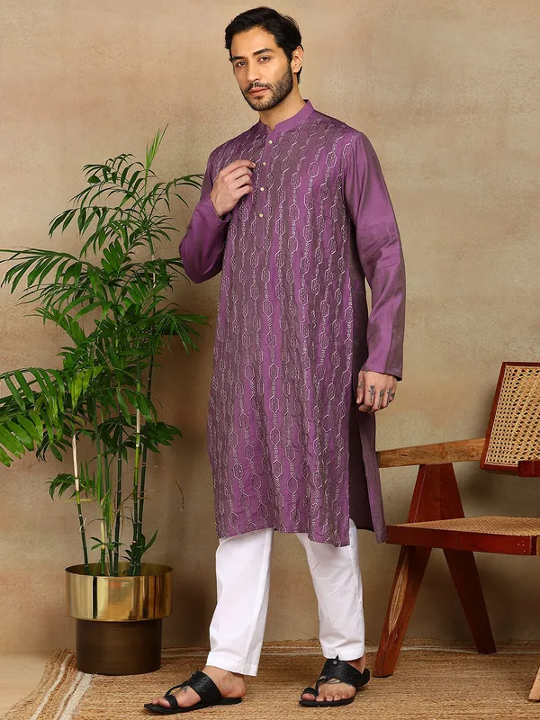 Purple_Sequins_Embroidered_Viscose_Straight_Kurta_With_Pyjama