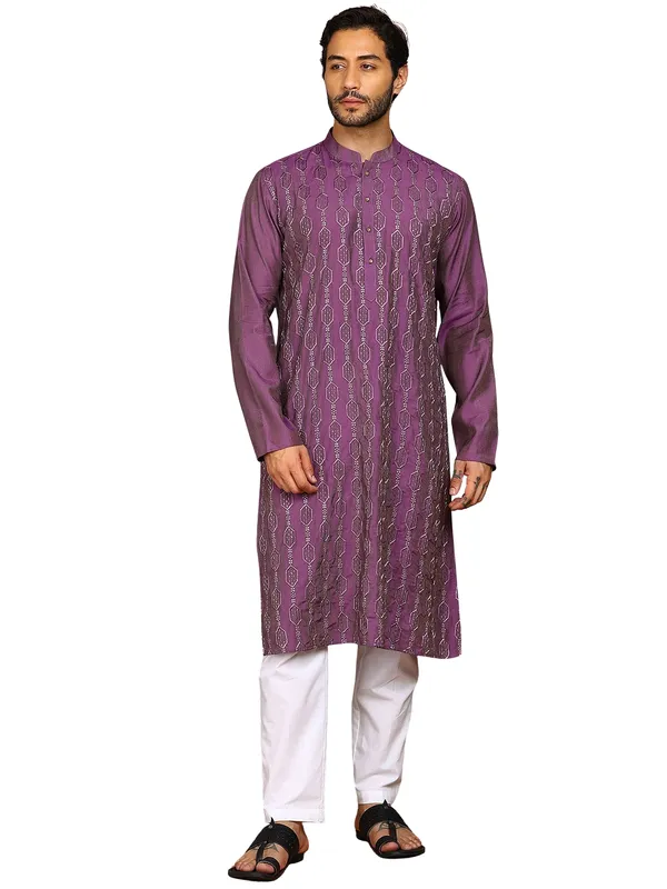Men_Purple_Sequins_Embroidered_Viscose_Rayon_Straight_Kurta