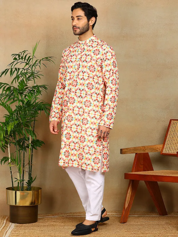 Multi-Color_Thread_Embroidered_Viscose_Straight_Kurta_With_Pyjama