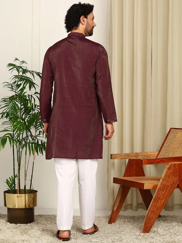 Brown_Sequin_Embroidered_Straight_Kurta_With_Pyjama