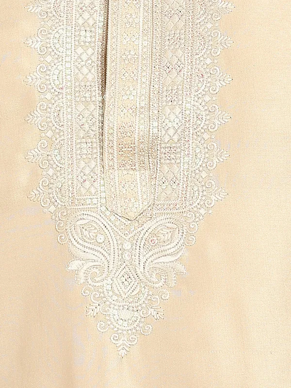 Beige_Embroidered_Straight_Kurta_With_Pyjama