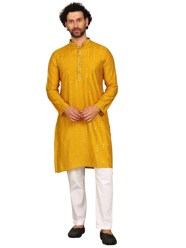 Mustard_Sequin_Embroidered_Straight_Kurta_With_Pyjama