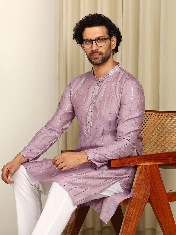 Lavender_Sequin_Embroidered_Straight_Kurta_With_Pyjama
