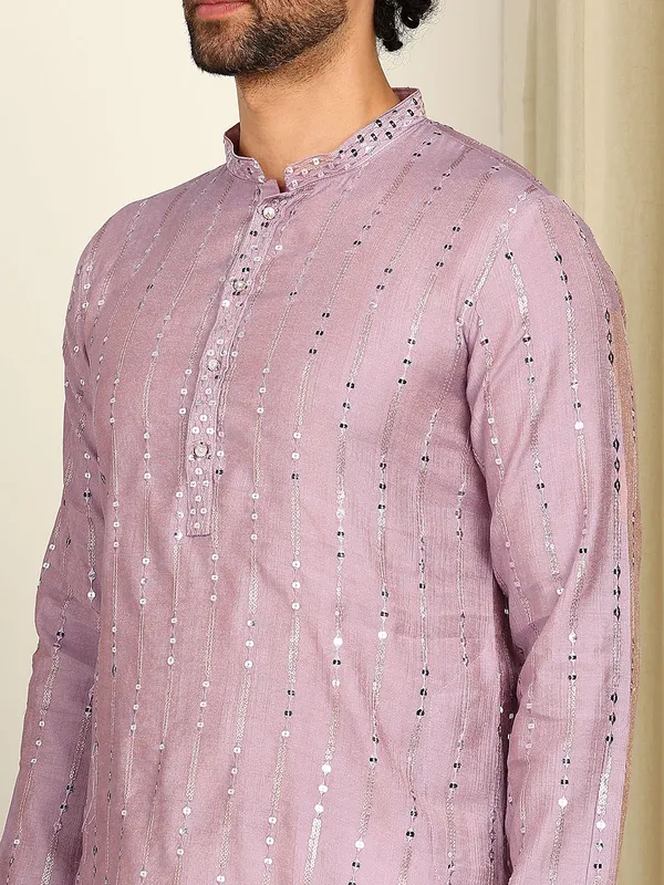 Lavender_Sequin_Embroidered_Straight_Kurta_With_Pyjama