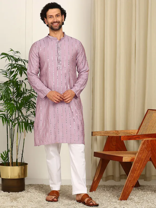 Lavender_Sequin_Embroidered_Straight_Kurta_With_Pyjama