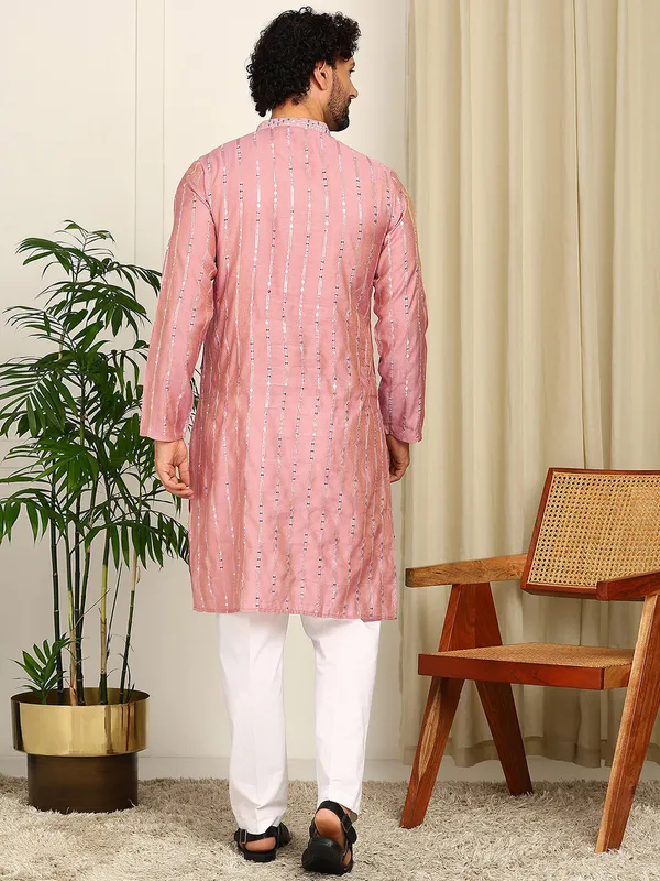Pink_Sequin_Embroidered_Straight_Kurta_With_Pyjama