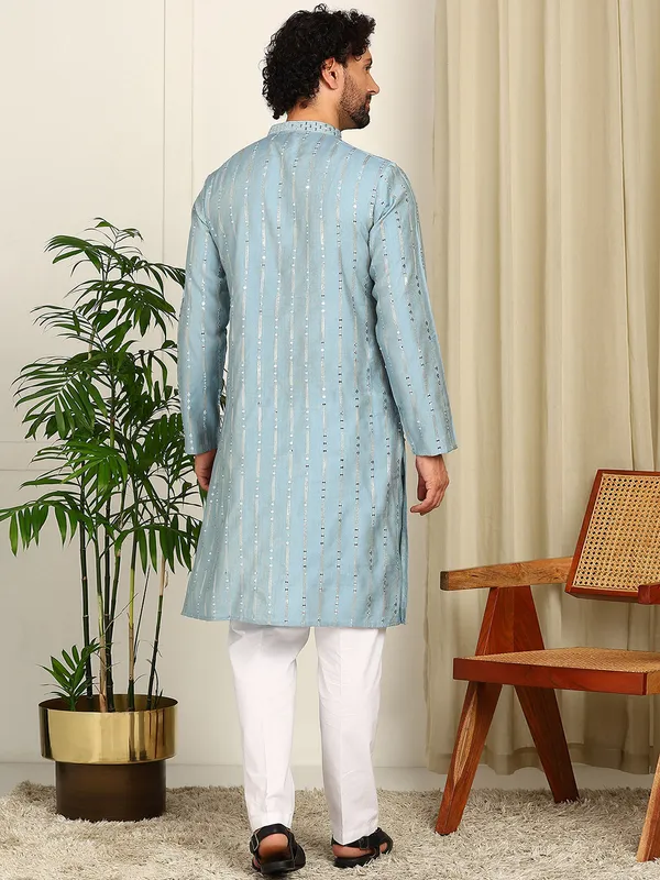 Light_Blue_Sequin_Embroidered_Straight_Kurta_With_Pyjama