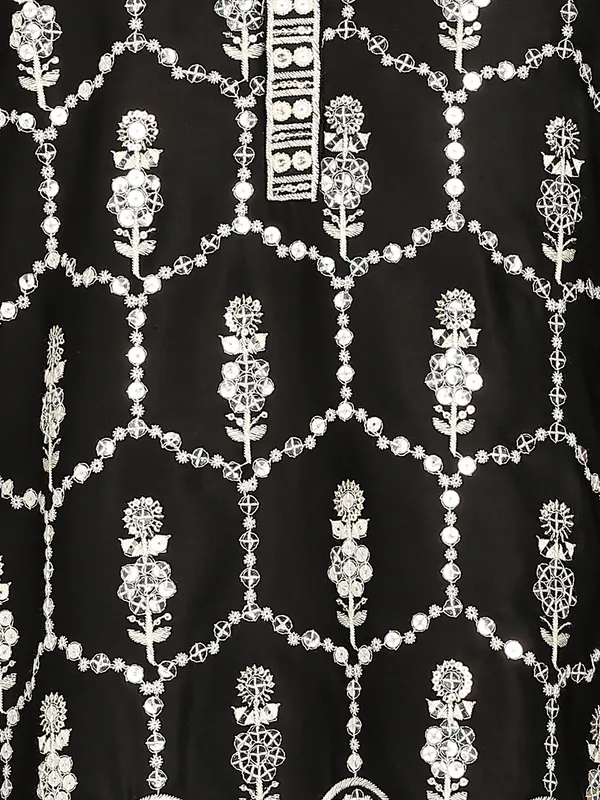 Black_Sequin_Embroidered_Straight_Kurta_With_Pyjama