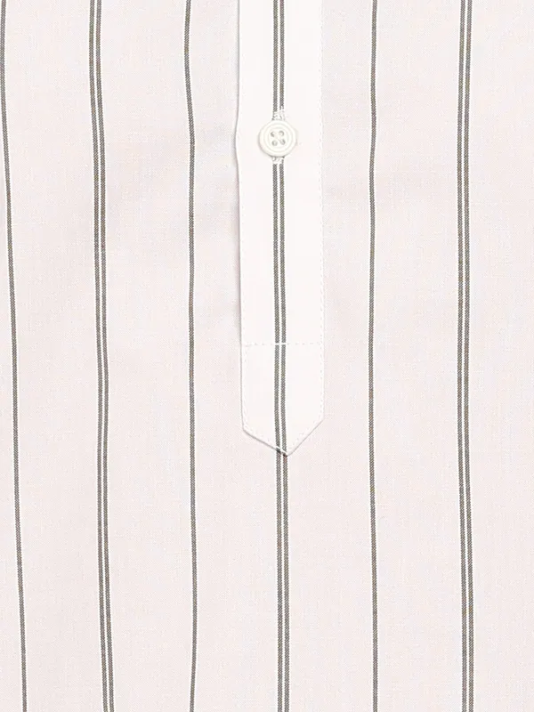 White_Woven_Striped_Straight_Kurta_With_Pyjama