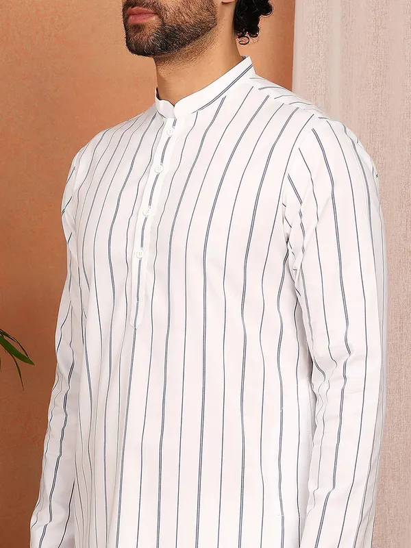 Men'S_White_Woven_Striped_Straight_Kurta_With_Pyjama