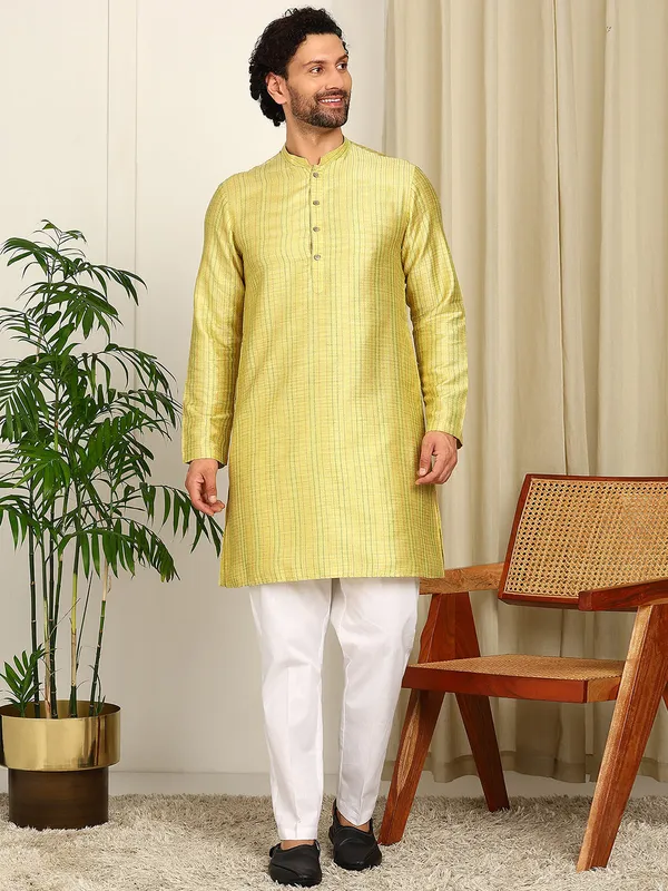 Yellow_Solid_Straight_Kurta_With_Pyjama
