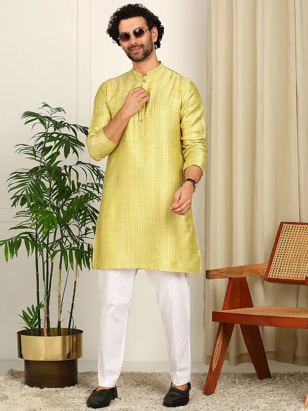 Yellow_Solid_Straight_Kurta_With_Pyjama